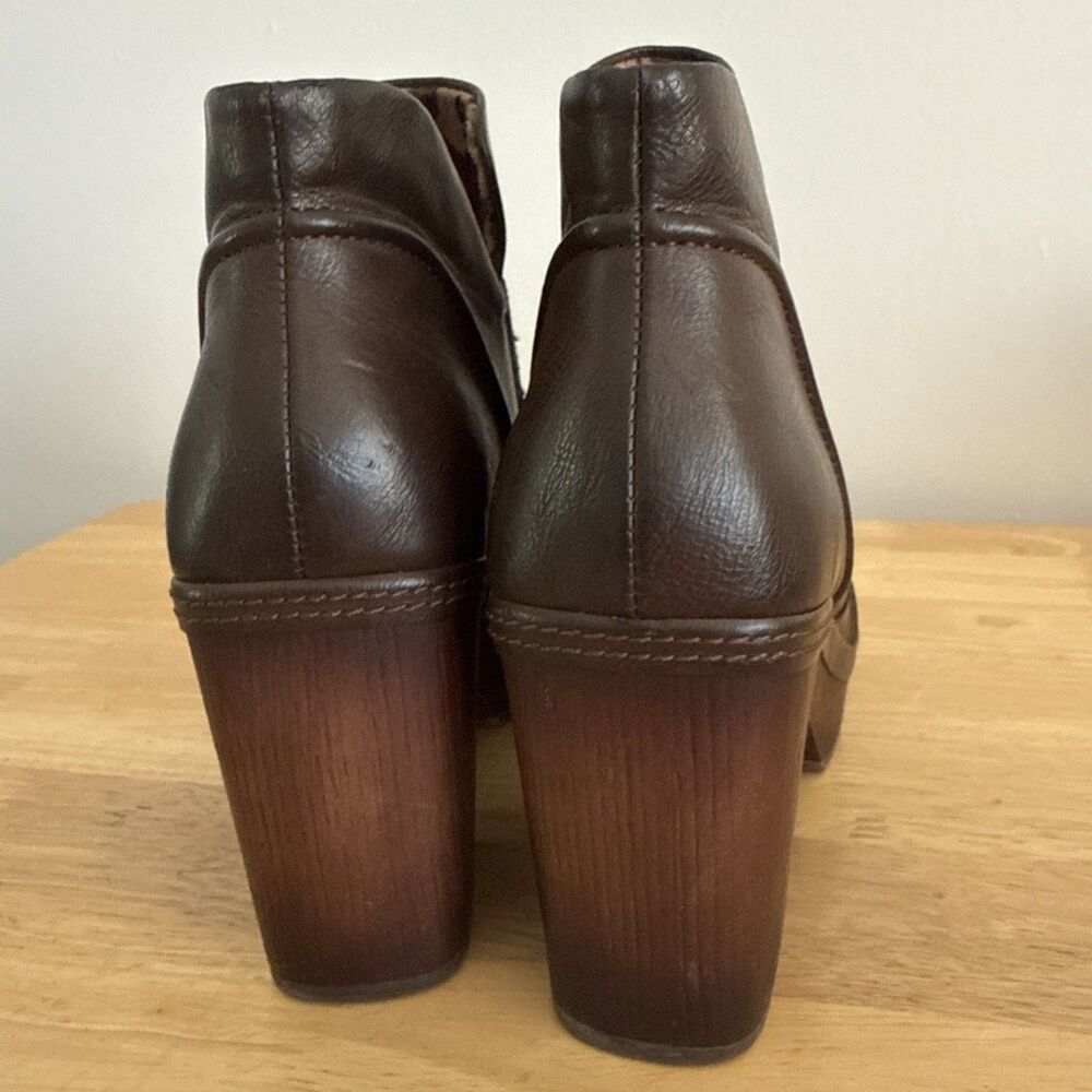 Korks Womens 9.5 Robin Y2K Clog Platform Chunky Wooden Look Heel Bootie Brown - Picture 4 of 11